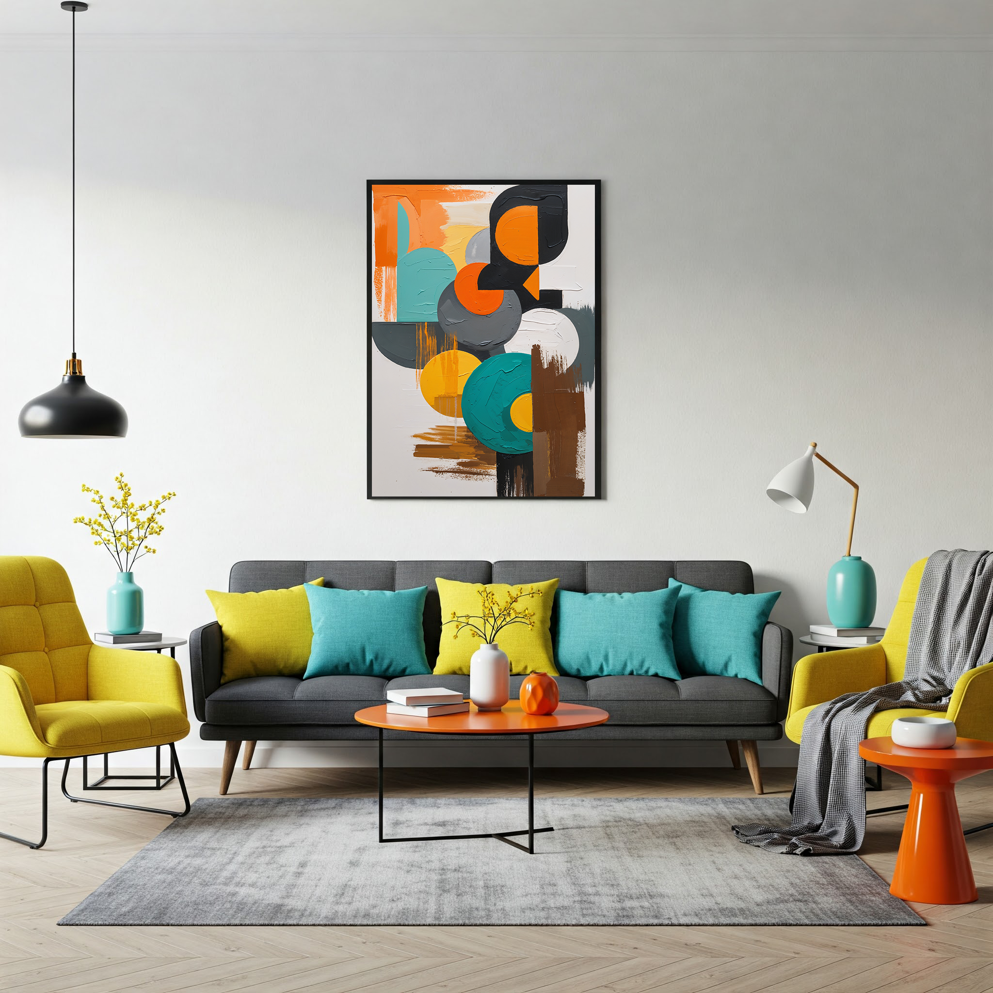 Abstract Rounded Geometry Mid Century Modern Art | Digital Download