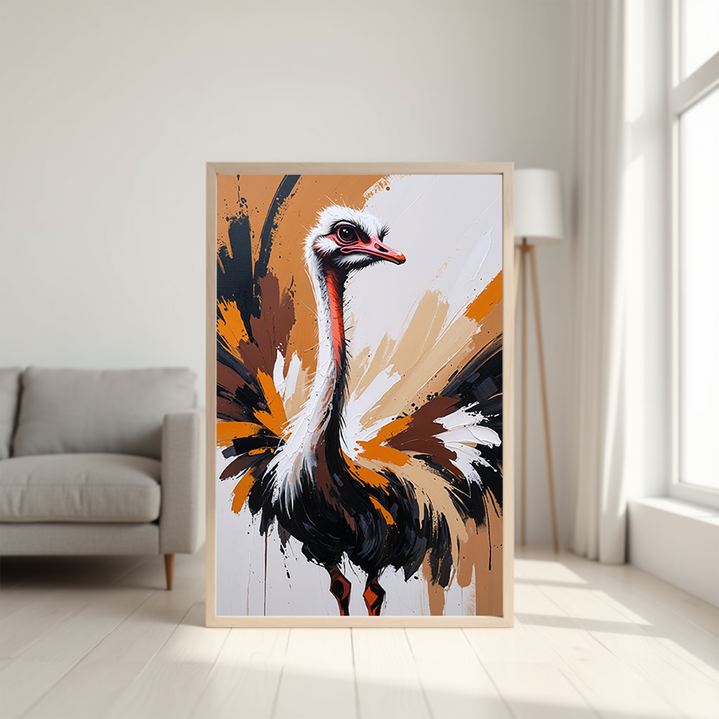 Abstract Ostrich Portrait Wall Art Print | Digital Download