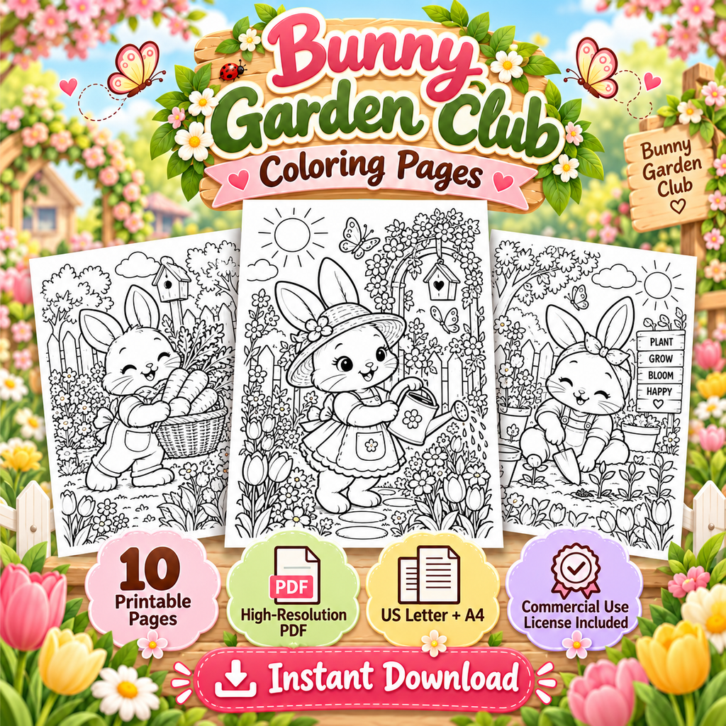 Bunny Garden Club Coloring Pages