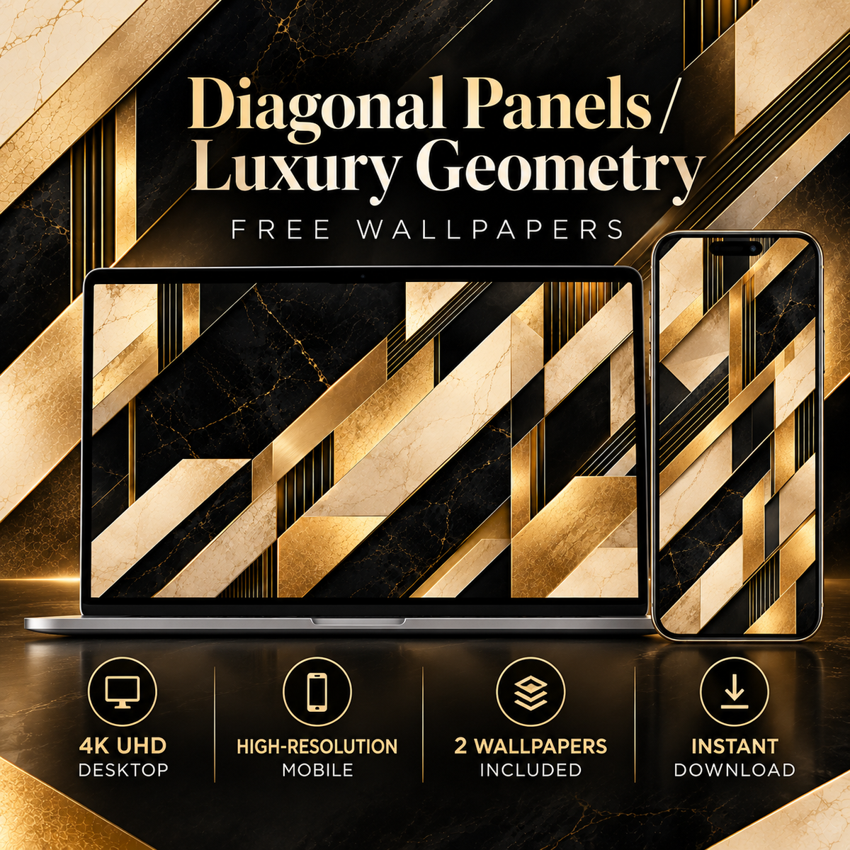 Diagonal Panels - Luxury Geometry | Free Digital Download