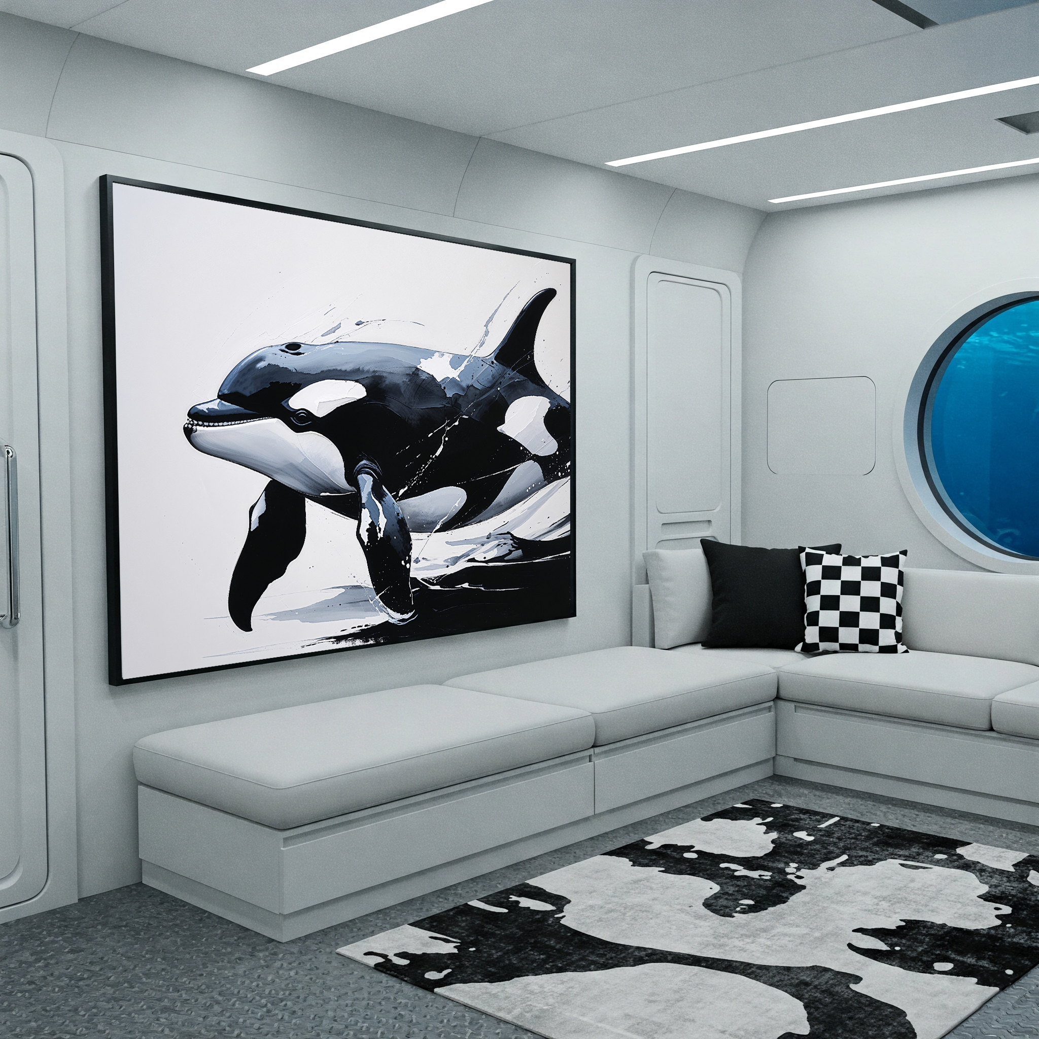 Abstract Orca Killer Whale Painting Wall Art | Digital Download