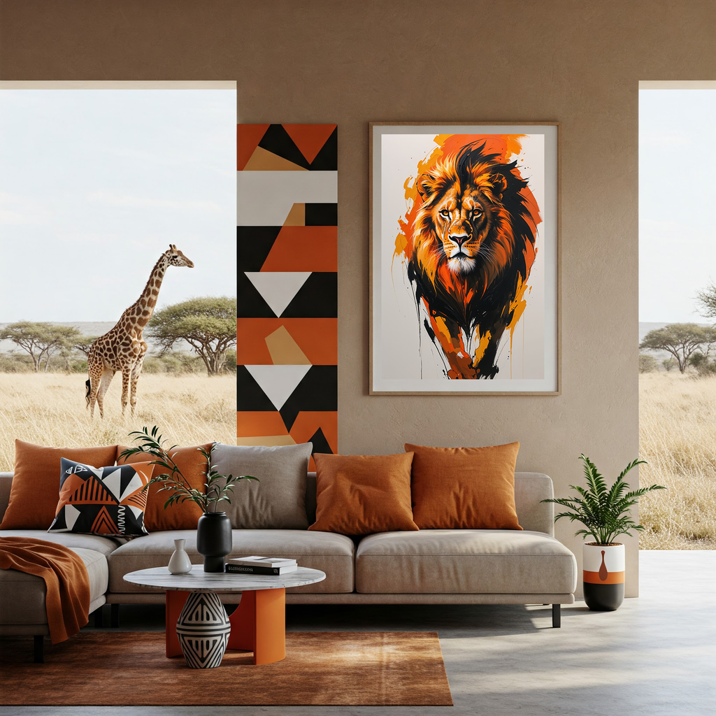 Modern Abstract Lion Wall Art | Digital Download