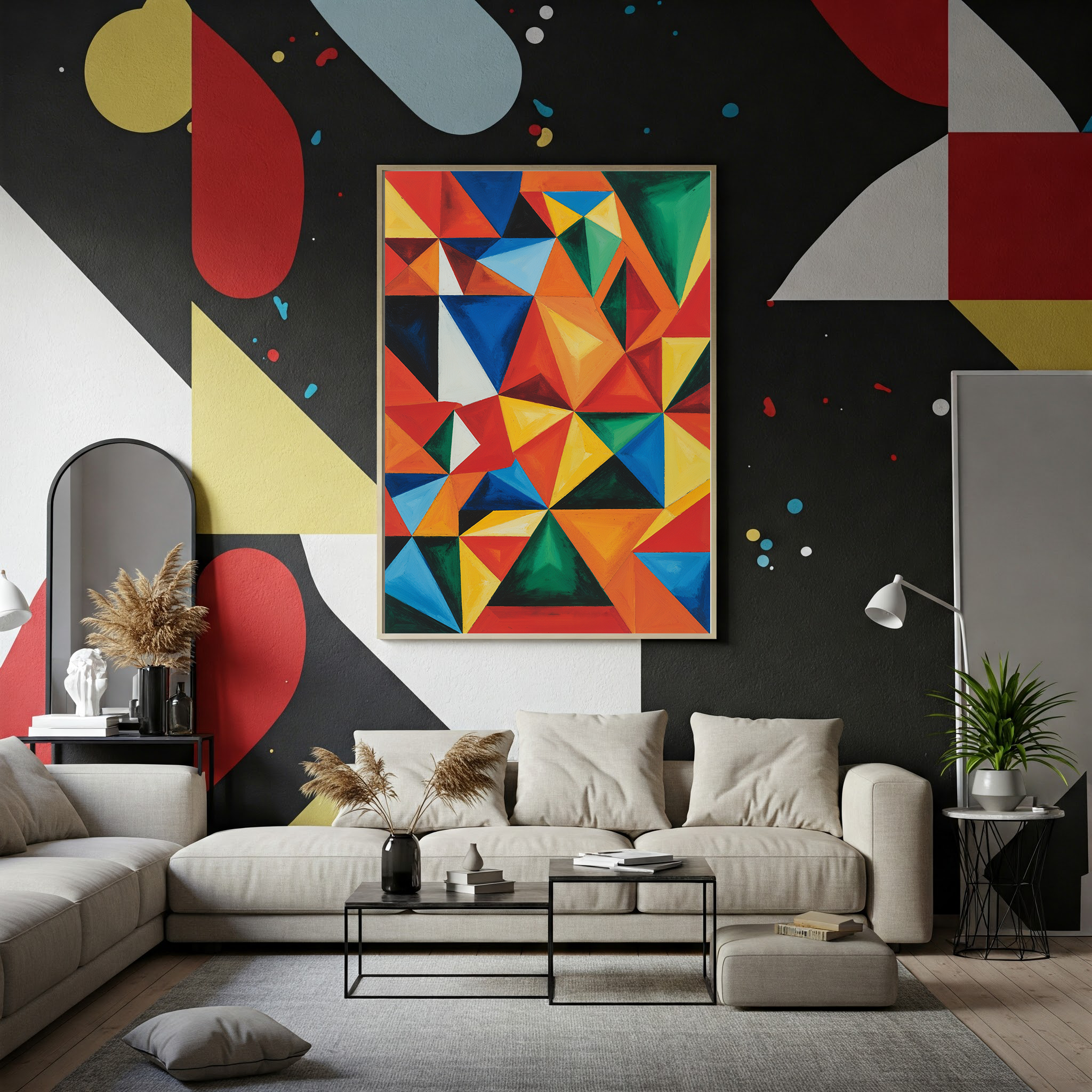 Abstract Geometric Triangle Art Print | Colorful Modern Decor