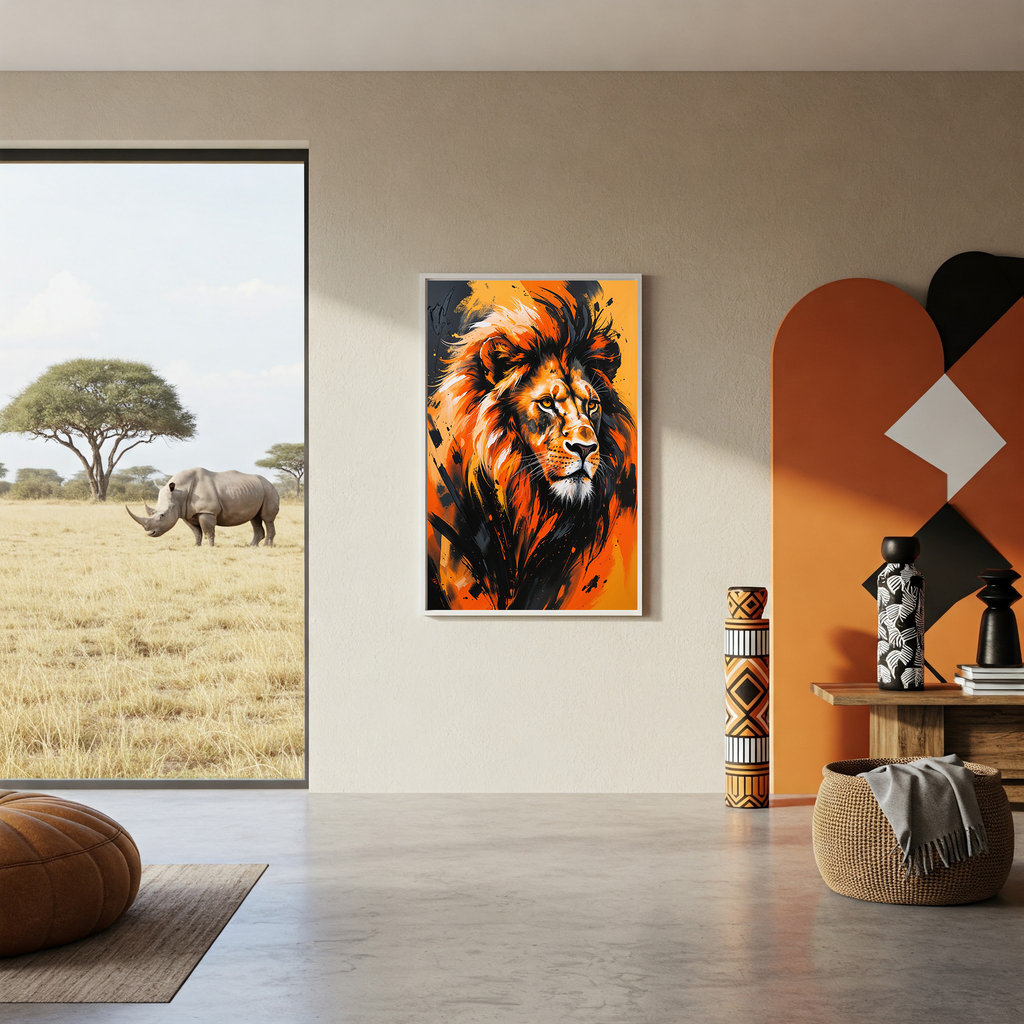Abstract Lion Portrait Wall Art | Digital Download