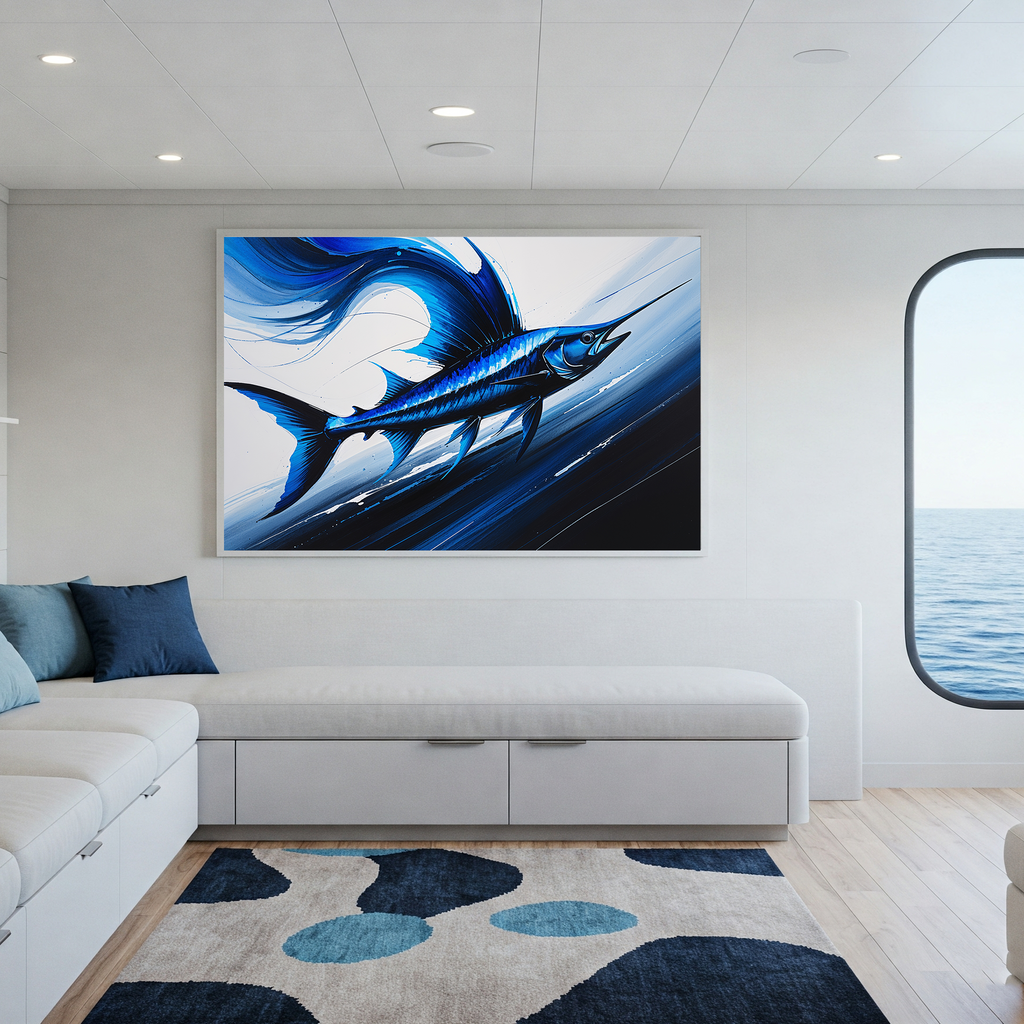 Abstract Blue Sailfish Painting Wall Art | Digital Download