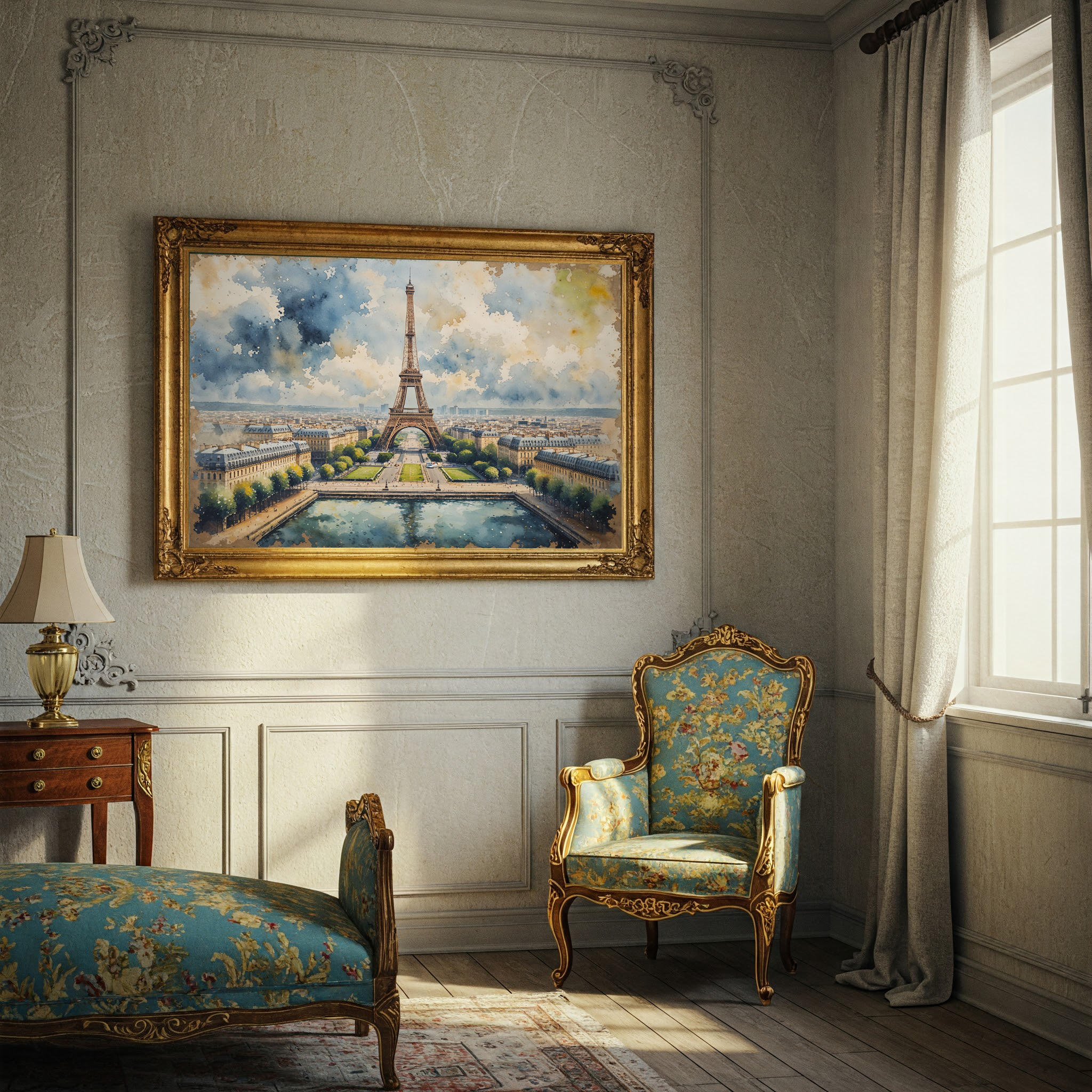 Eiffel Tower Paris Watercolor Wall Art | Digital Download