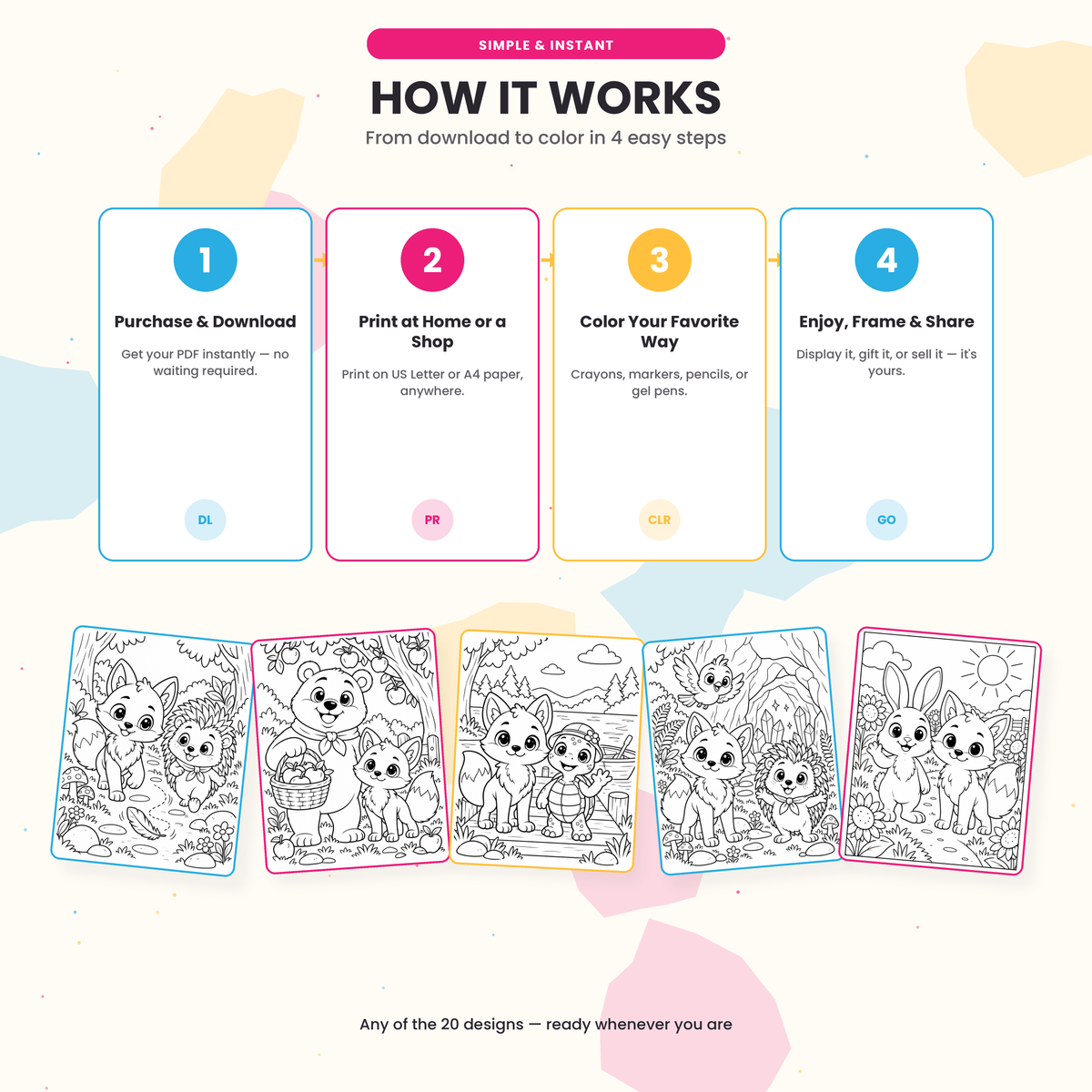 Miro's World A4 and US Letter coloring page download preview