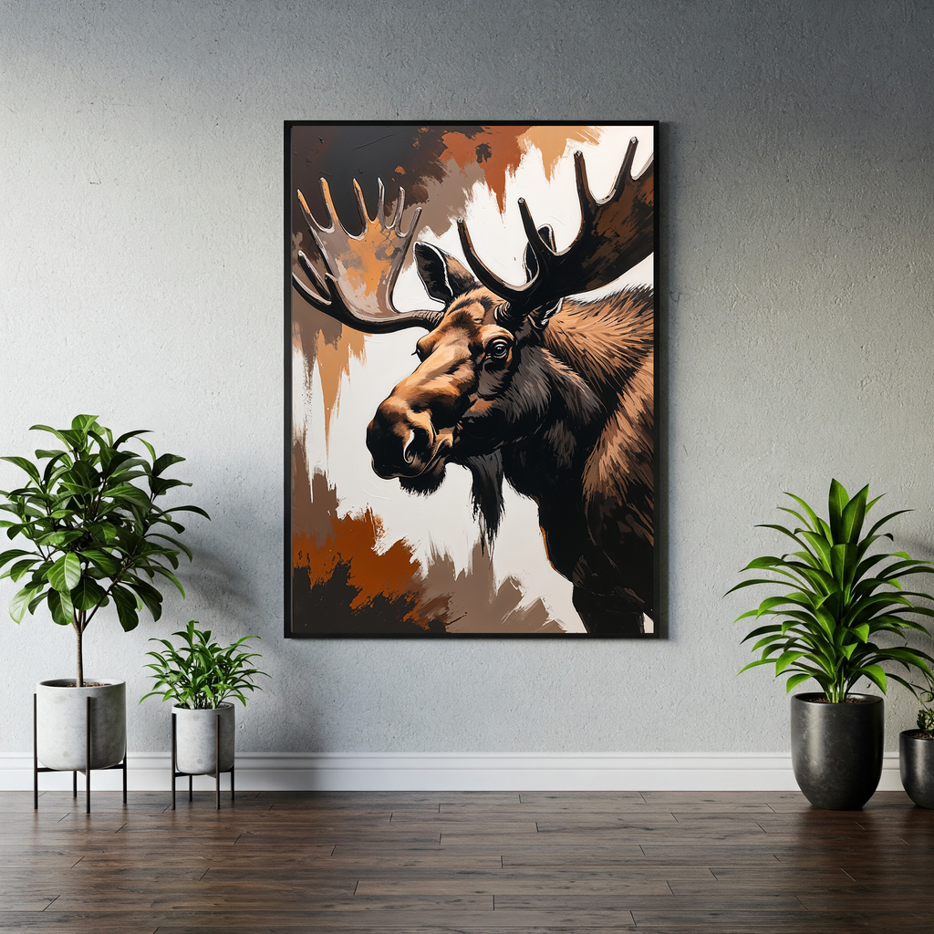 Abstract Moose Portrait Wall Art Print | Digital Download