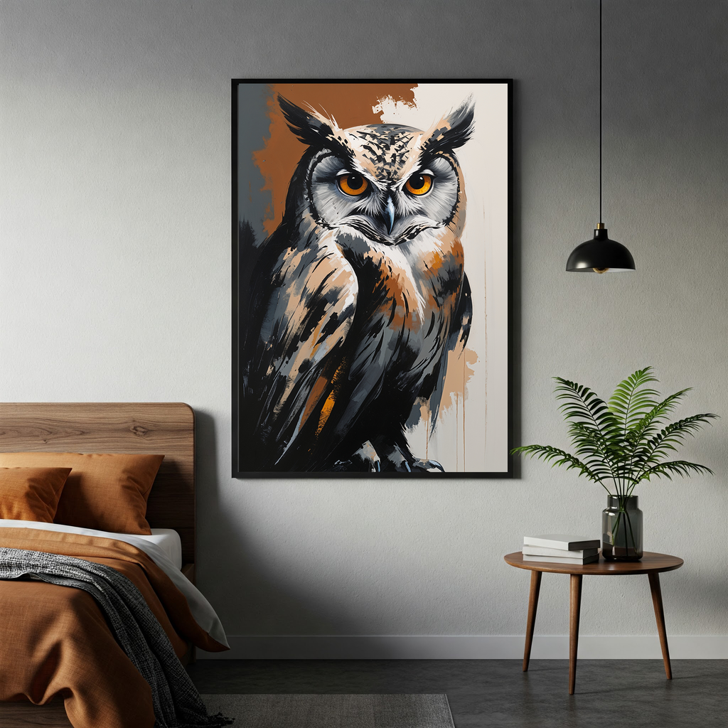 Abstract Owl Portrait Wall Art Print | Digital Download