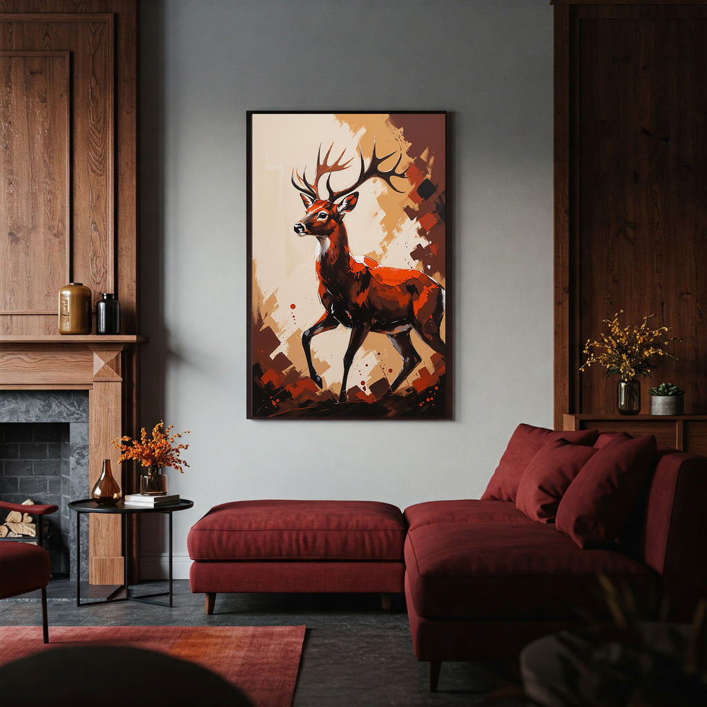 Abstract Stag Deer Full Body Wall Art | Digital Download
