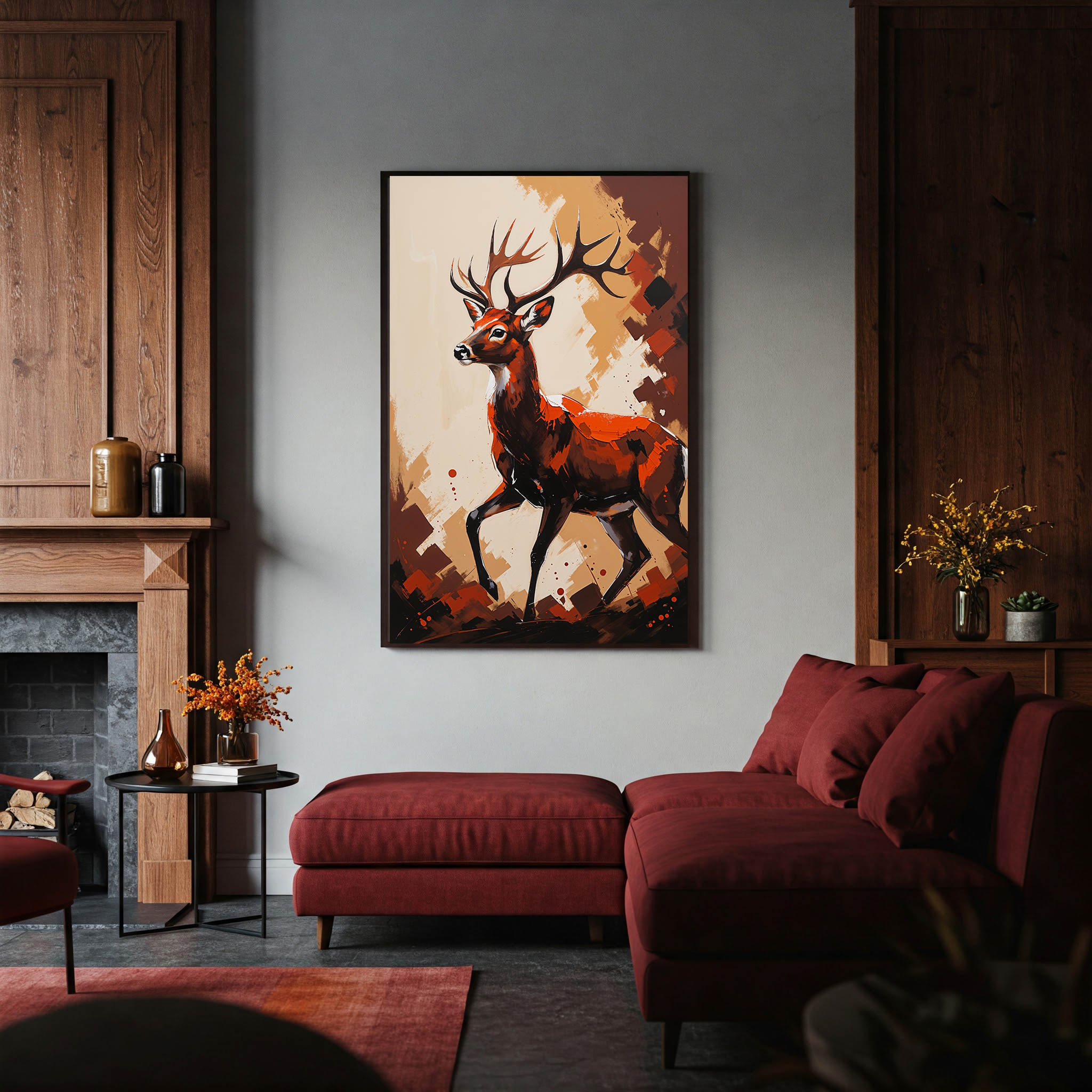 Abstract Stag Deer Full Body Wall Art | Digital Download