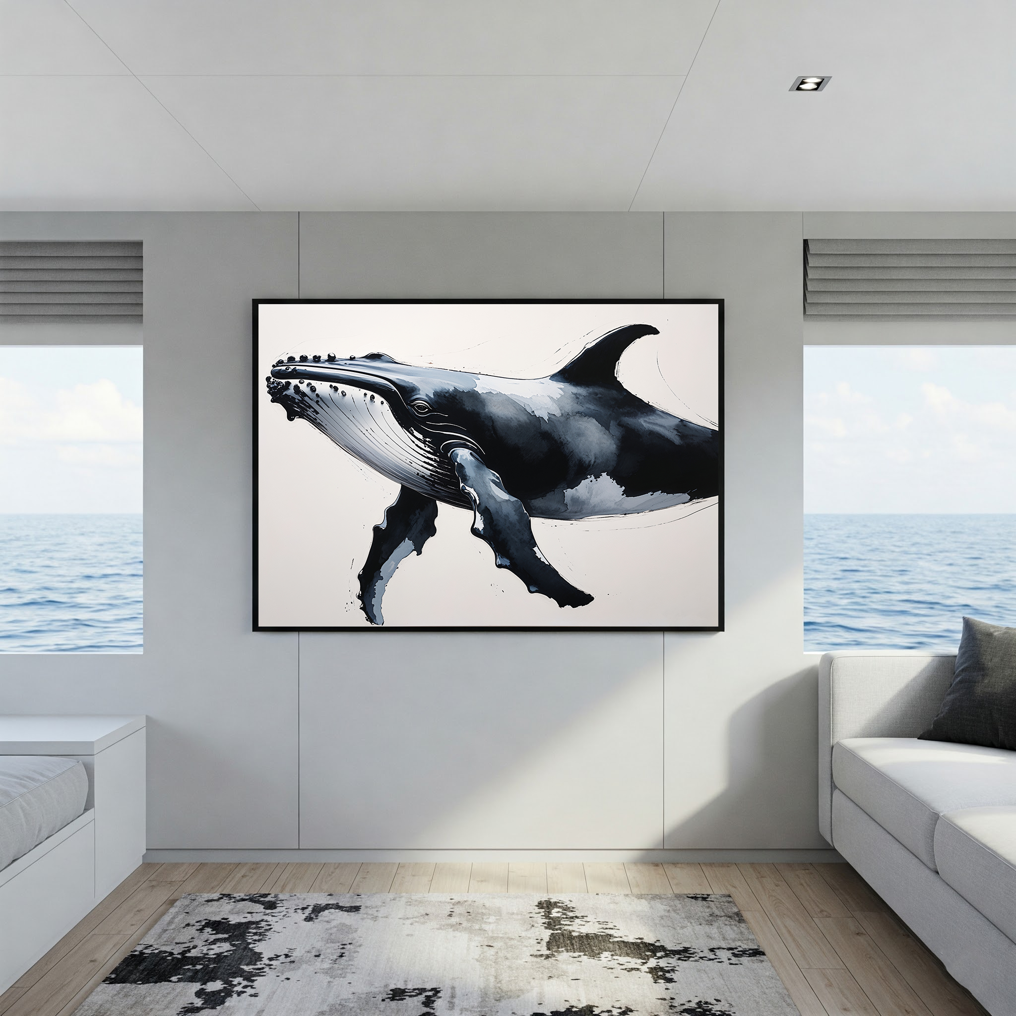 Abstract Blue Whale II Art Print | Digital Download
