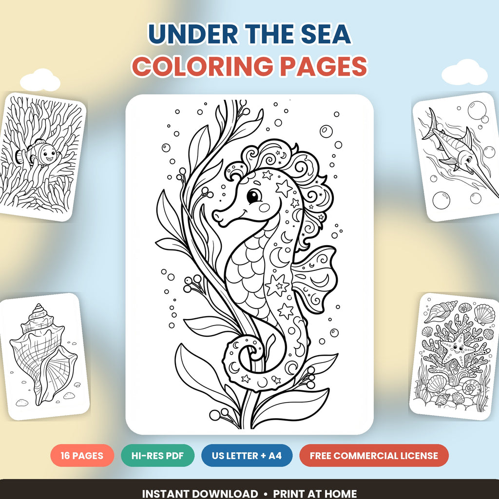 Under the Sea Coloring Pages | Digital Download
