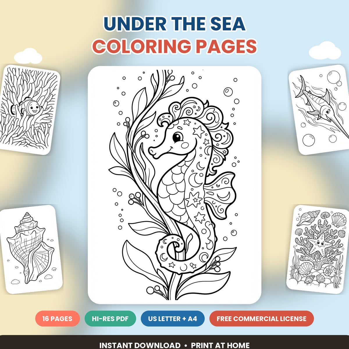 Under the Sea Coloring Pages | Digital Download