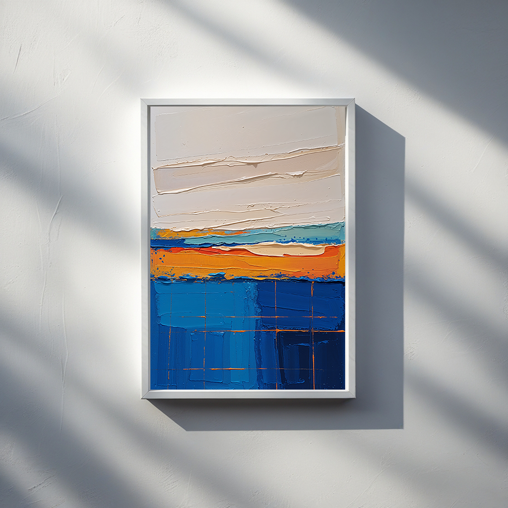 Textured Expressionism Blue and Orange Wall Art | Digital Download