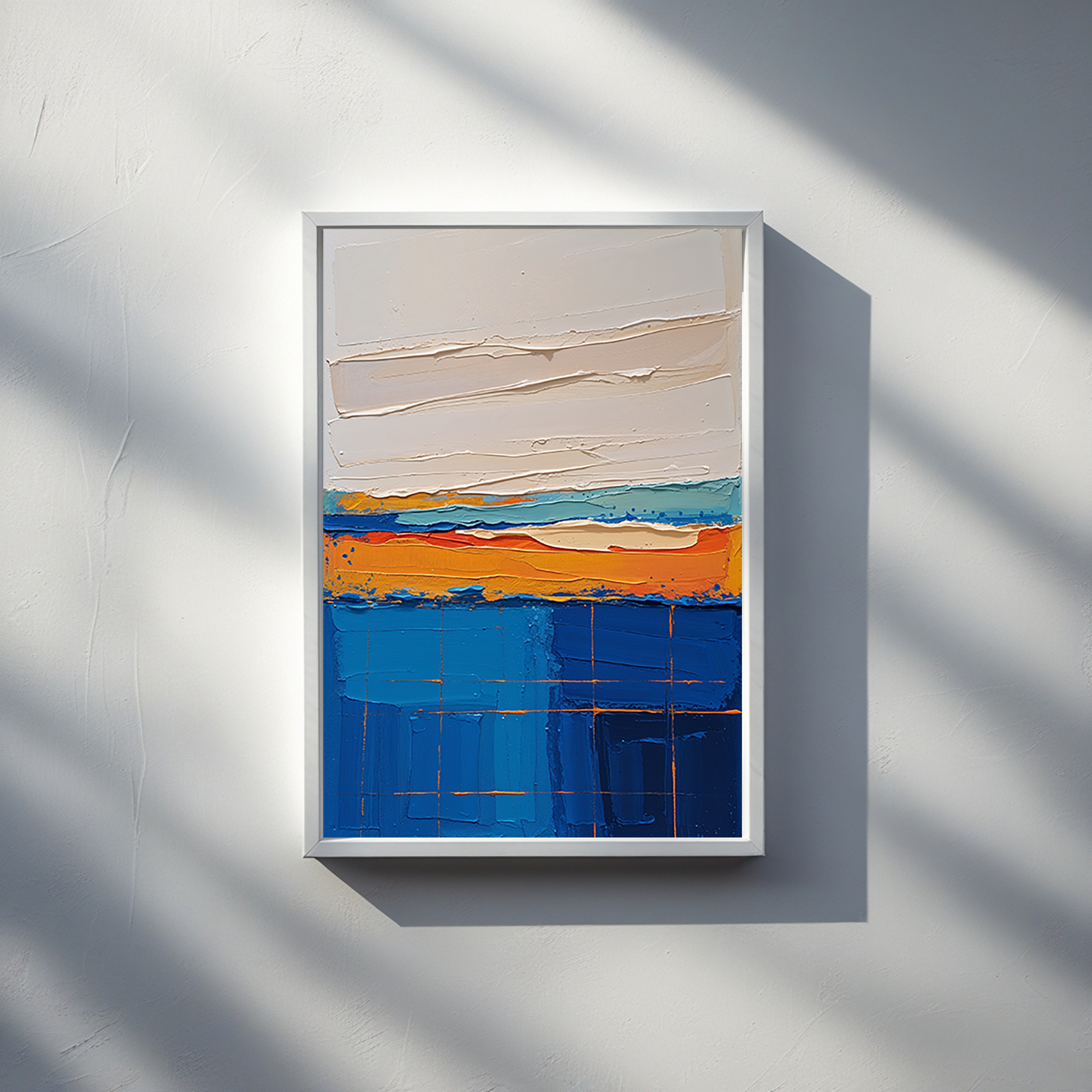 Textured Expressionism Blue and Orange Wall Art | Digital Download