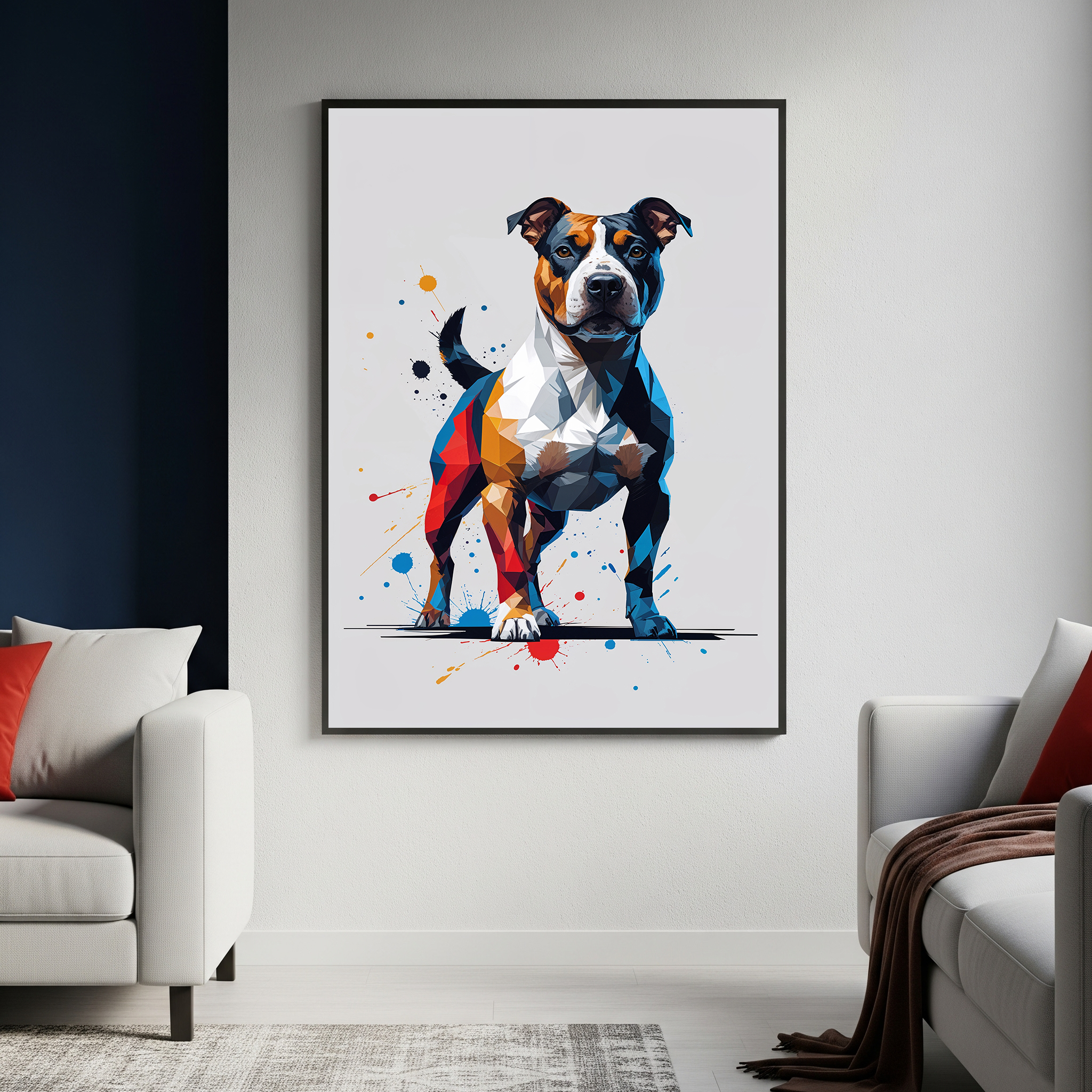 Geometric Staffordshire Bull Terrier Art Print | Digital Download