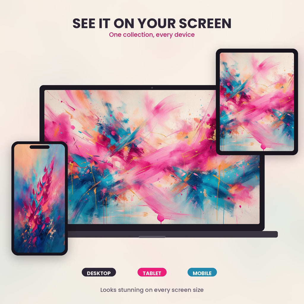 Pink Energy high-resolution background with dynamic paint splashes