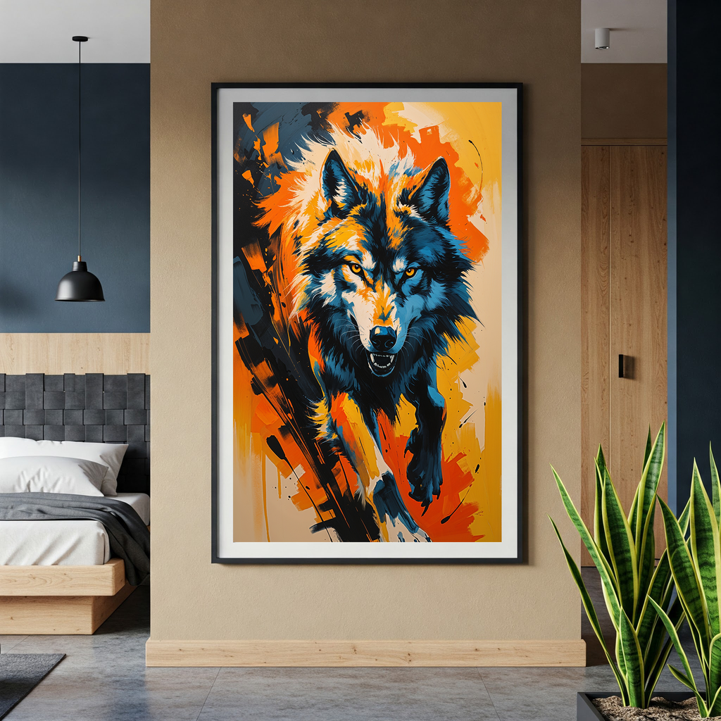 Abstract Wolf Portrait Wall Art Print | Digital Download