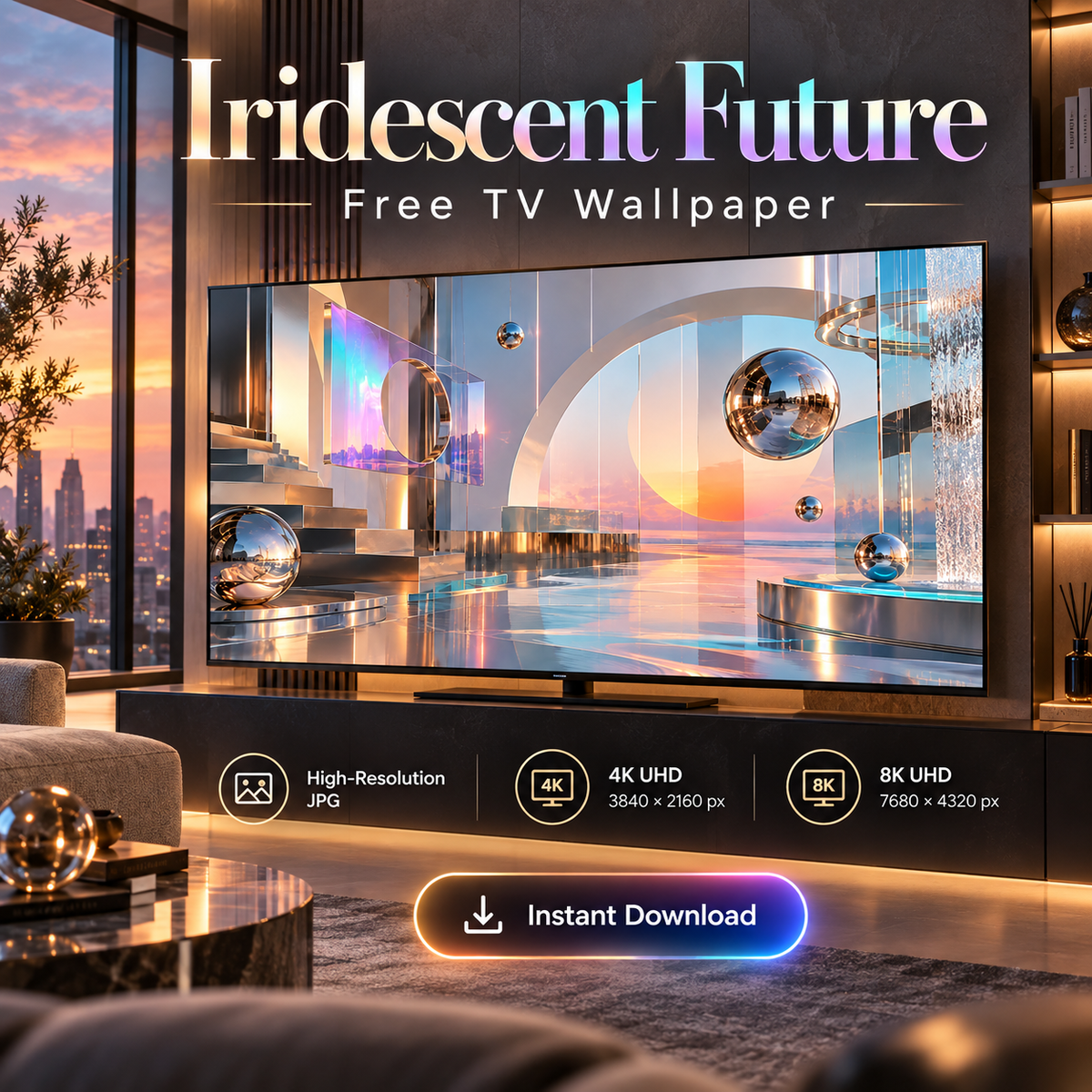 Iridescent Future – Free 4K & 8K TV Wallpaper