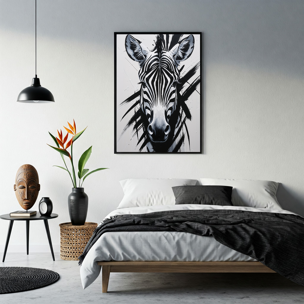 Abstract Zebra Portrait Wall Art Print | Digital Download