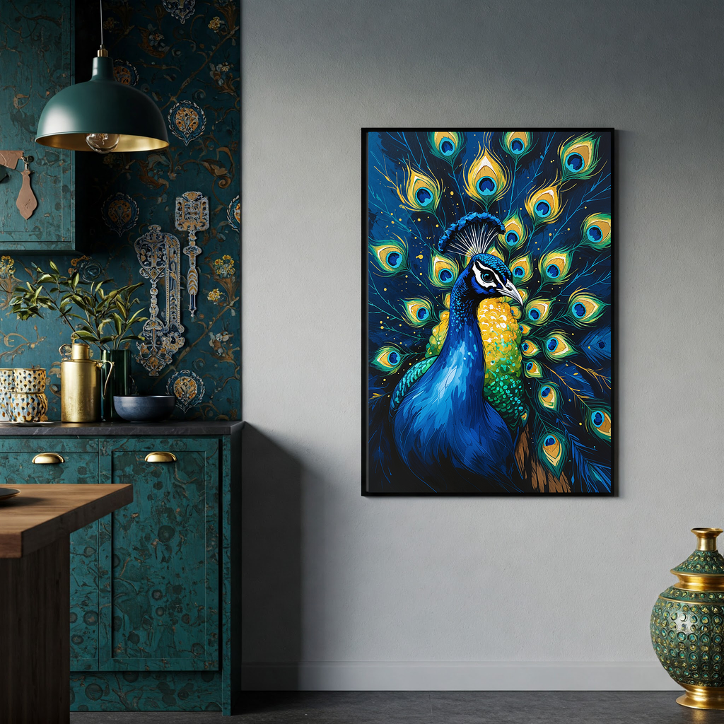 Abstract Peacock Portrait Wall Art Print | Digital Download