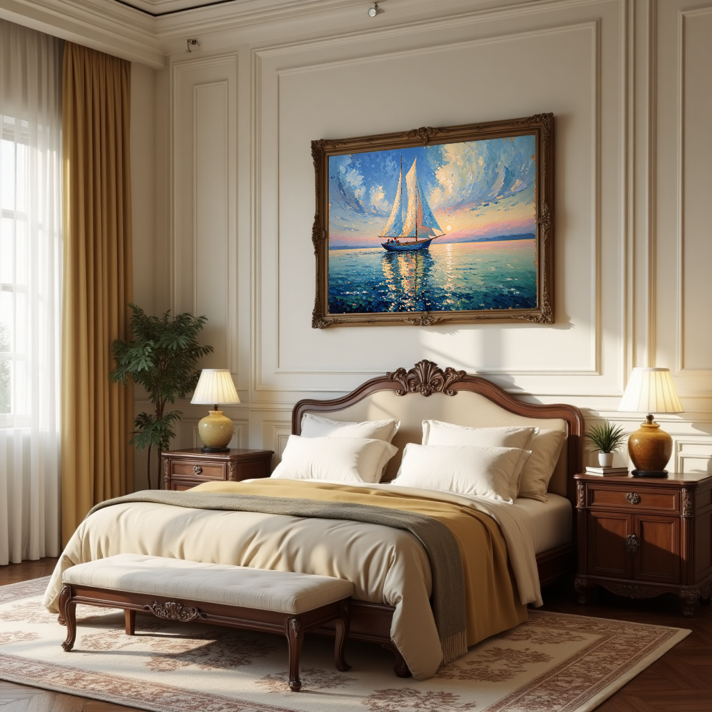 Sailboat Sunset Oil Painting Seascape | Digital Download