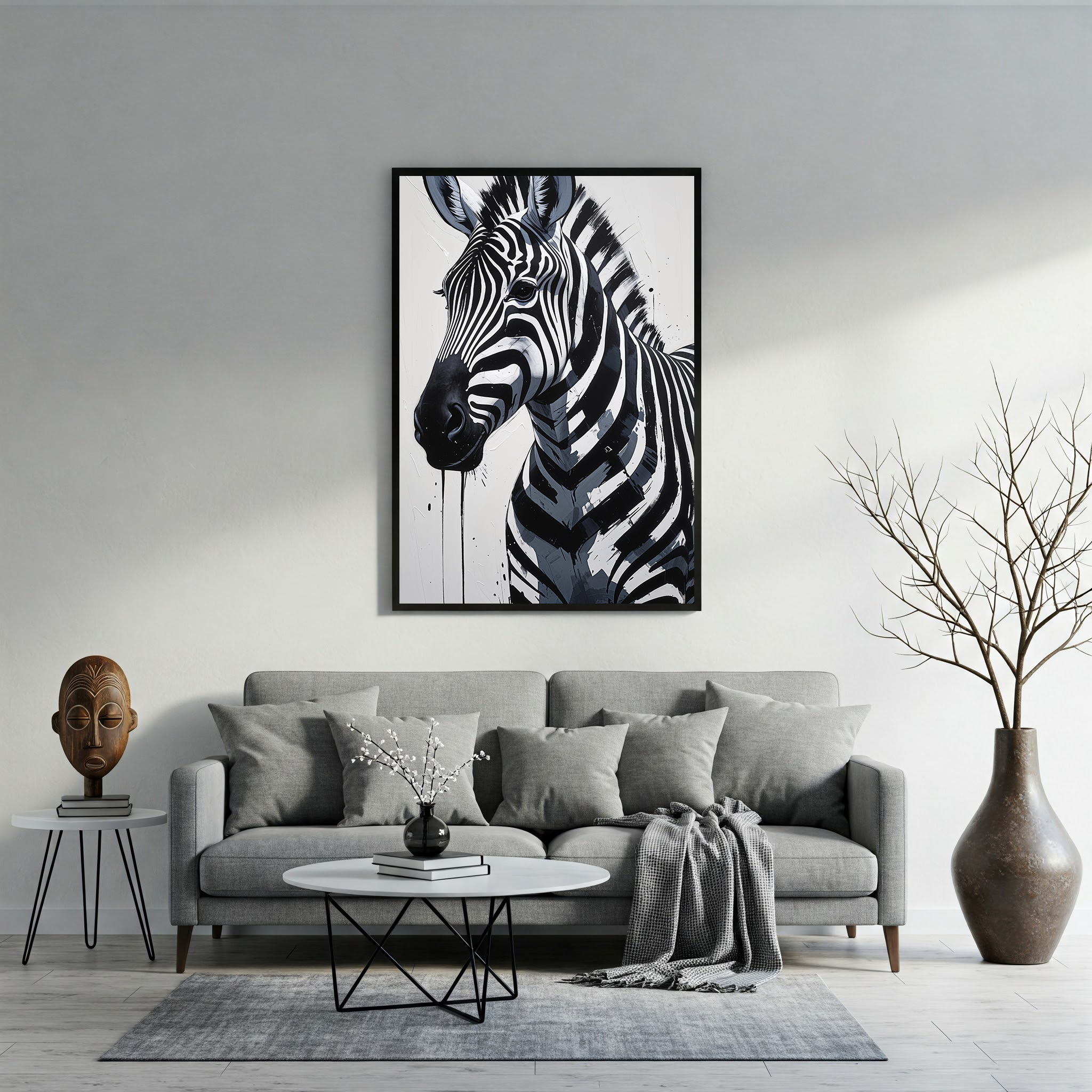 Abstract Zebra Portrait Wall Art | Digital Download