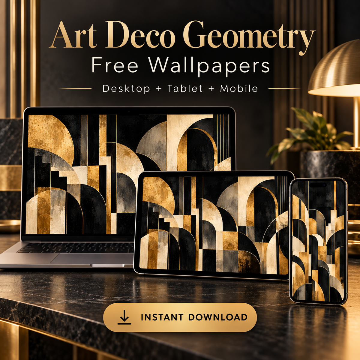 Art Deco Geometry – Free 4K Wallpaper | Digital Download