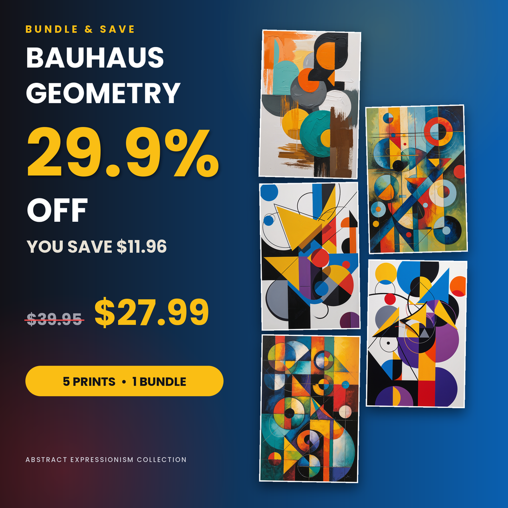 Bauhaus Geometry - 5 Premium Abstract Wall Art Prints Bundle