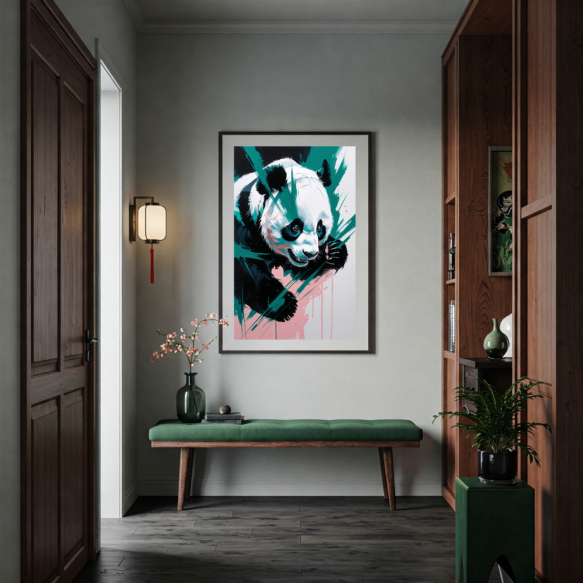 Abstract Giant Panda Portrait Wall Art | Digital Download