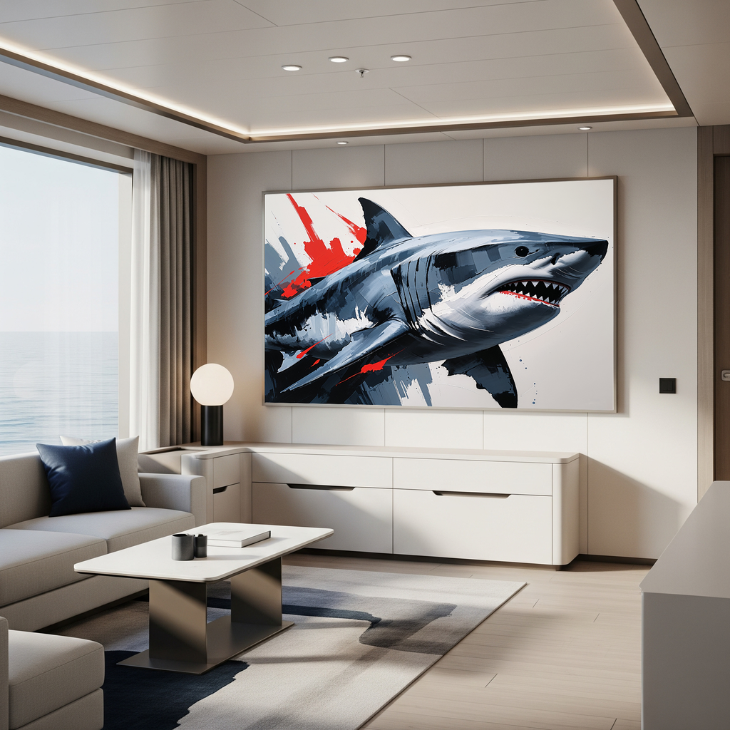 Modern Shark Painting Expressive Wall Art | Digital Download