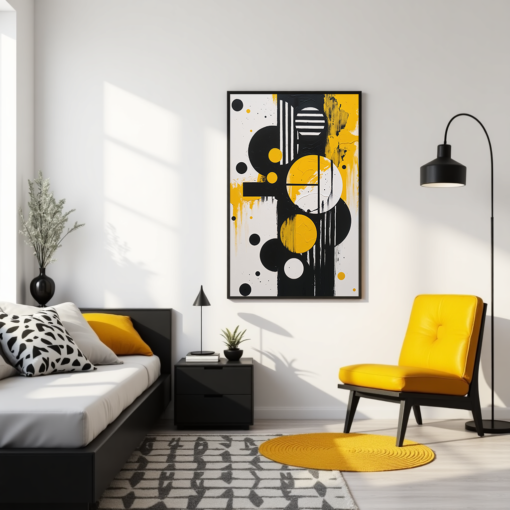 Abstract Harmony in Gold & Black II Art Print | Digital Download