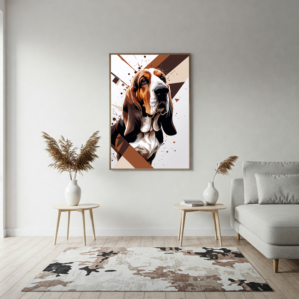 Geometric Basset Hound Art Print - Digital Download