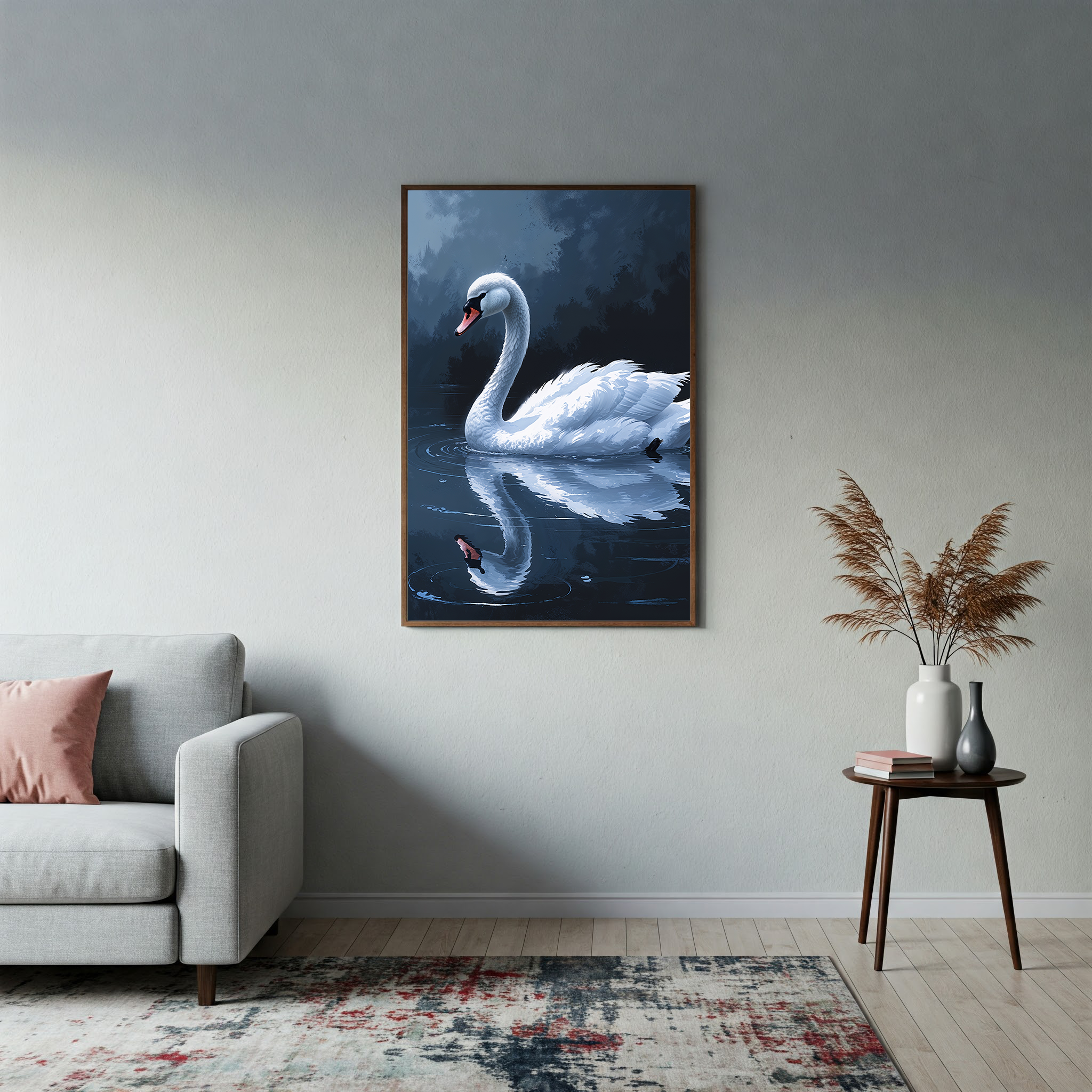 Abstract White Swan Lake Wall Art | Digital Download