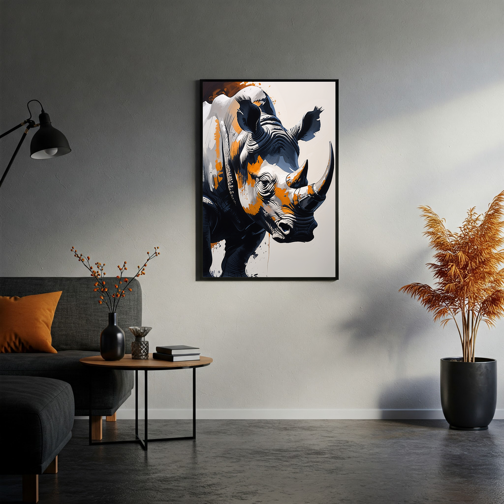 Abstract Rhino Portrait Wall Art | Digital Download
