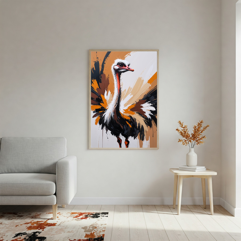 Abstract Ostrich Portrait Wall Art Print | Digital Download