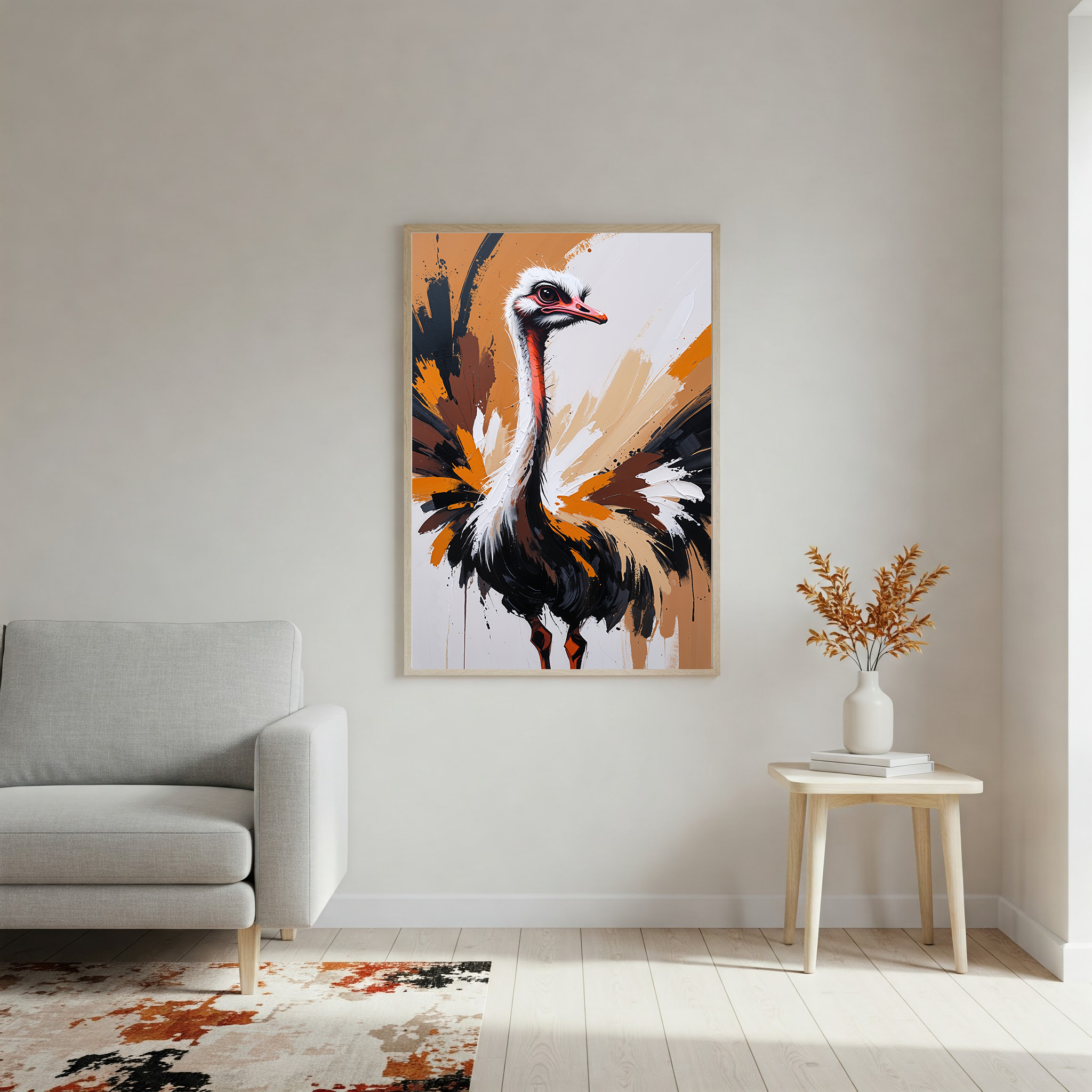 Abstract Ostrich Portrait Wall Art Print | Digital Download