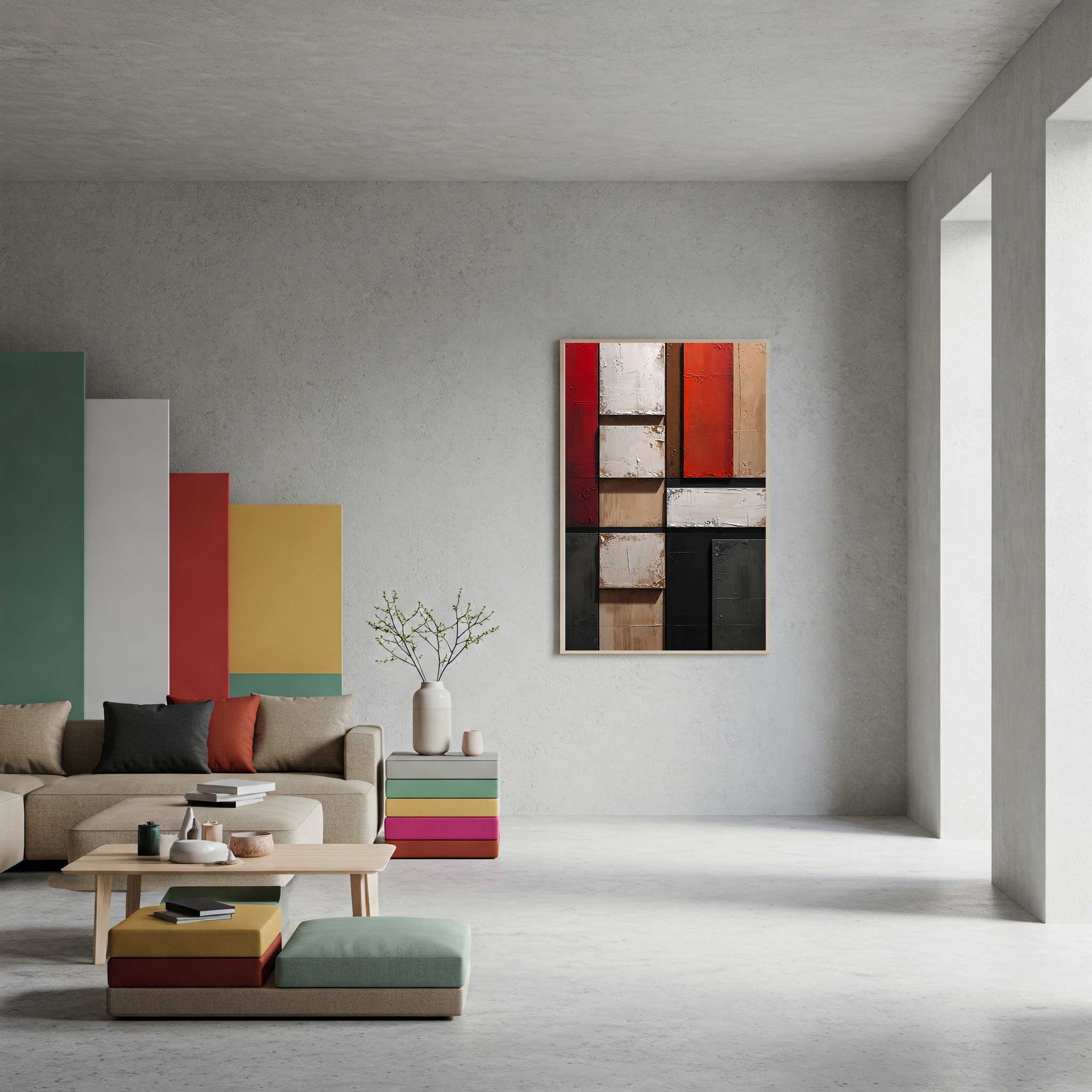 Abstract Geometric Panels Textured Wall Art | Digital Download