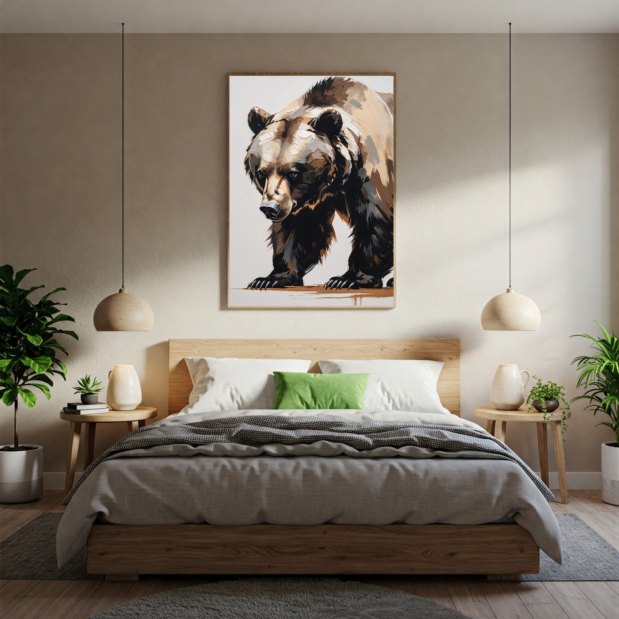 Abstract Bear II digital art print by Reflectionare featuring modern wildlife wall decor with vibrant, artistic wildlife imagery.