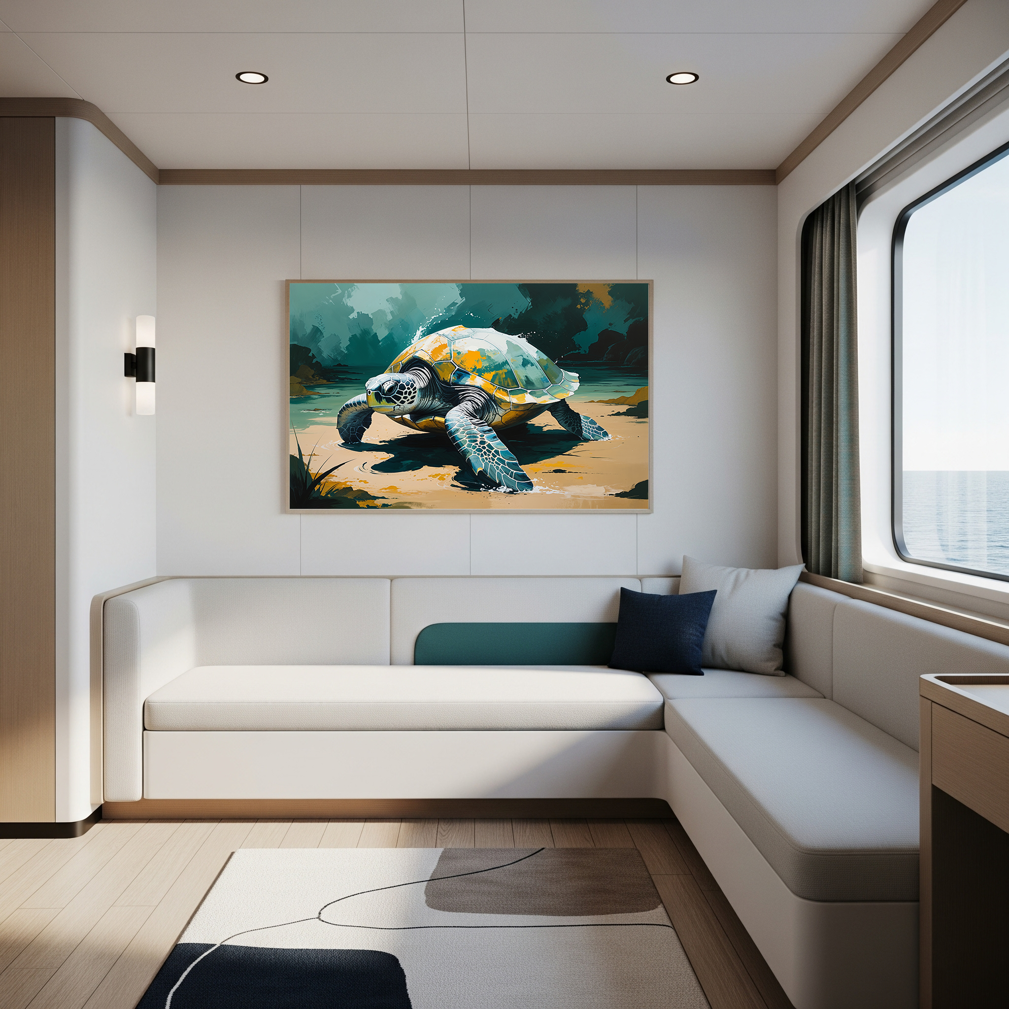 Abstract Sea Turtle Beach Painting Wall Art | Digital Download