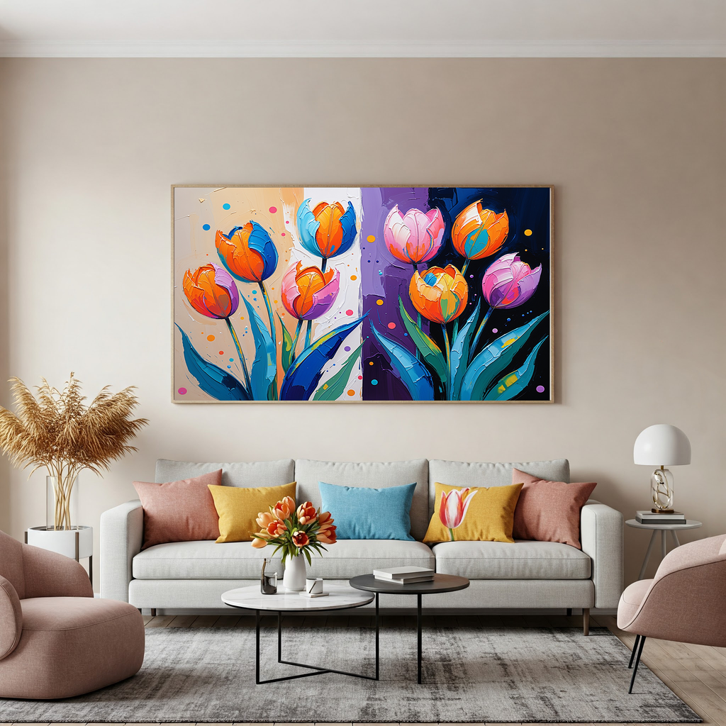 Vivid Impasto Oil Painting Tulip Art — detailed artwork preview