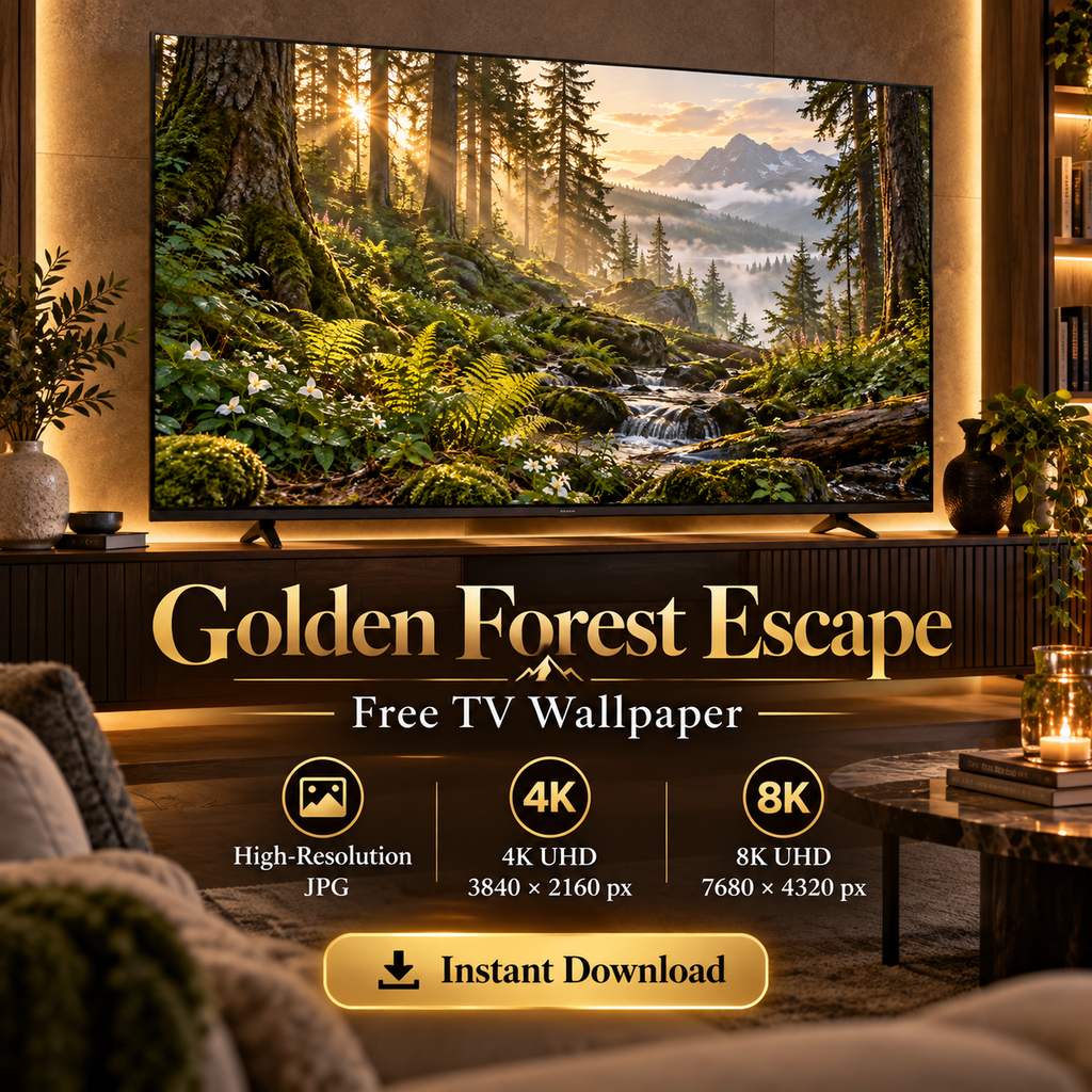 Golden Forest Escape – Free 4K & 8K TV Wallpaper