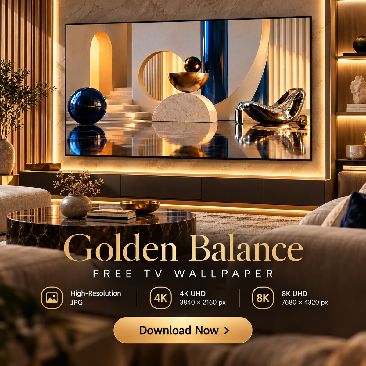 Golden Balance – Free 4K & 8K TV Wallpaper
