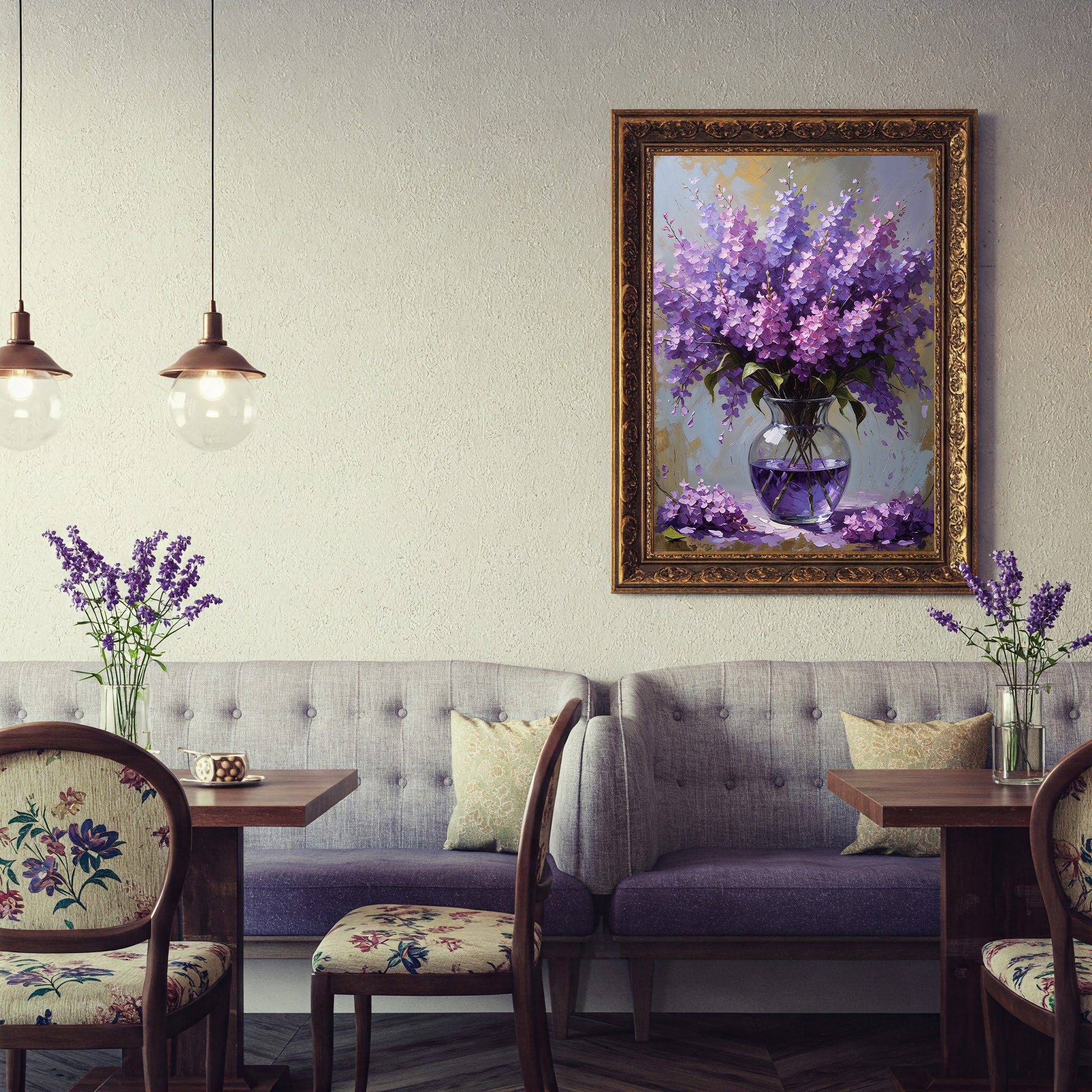 Vintage Lilac Bloom Wall Art Print | Impressionist Floral Decor
