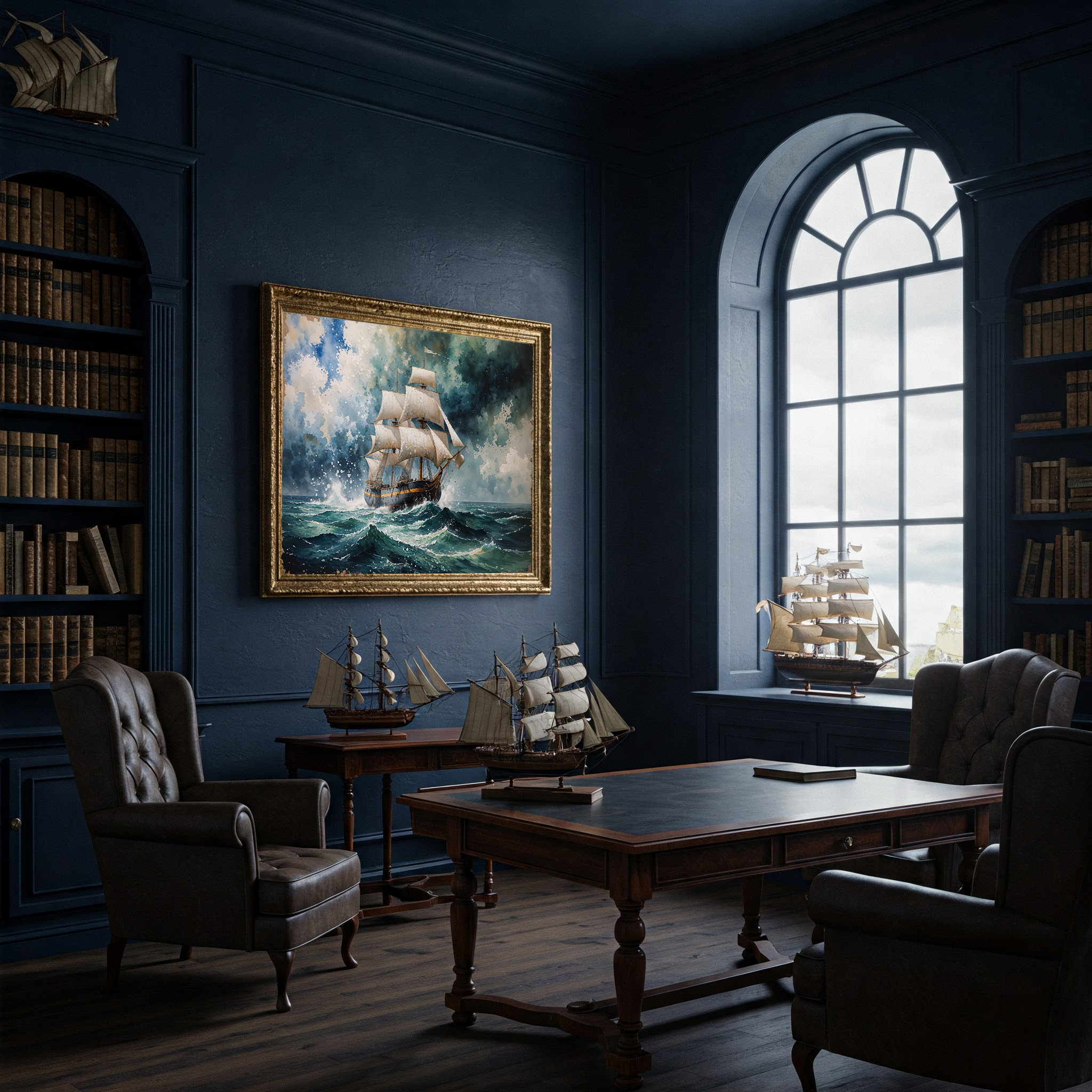 Vintage Tall Ship Sea Storm Painting | Digital Download