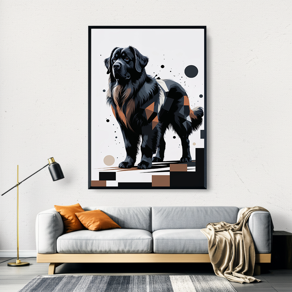 Geometric Newfoundland Dog Art Print | Digital Download