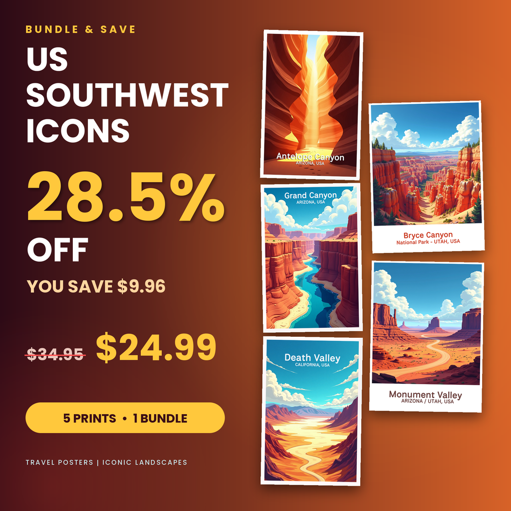 US Southwest Icons - 5 Premium Wall Art Prints Bundle