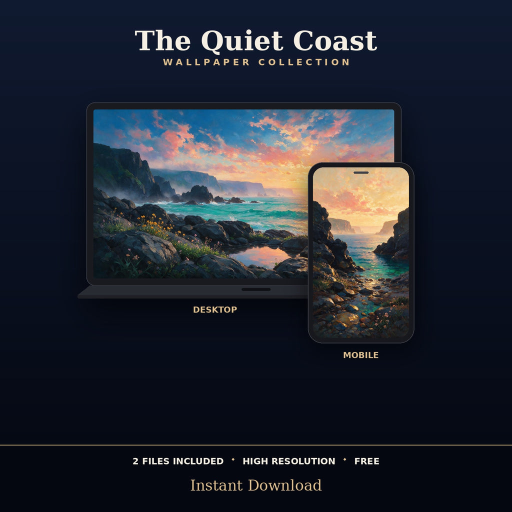 4K Coastal Sunset Ocean Wallpaper | Free Digital Download — detailed artwork preview