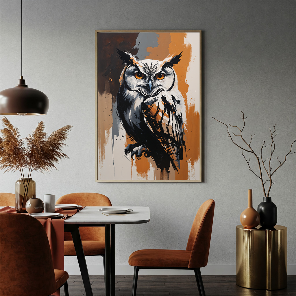 Abstract Great Horned Owl Wall Art Print | Digital Download